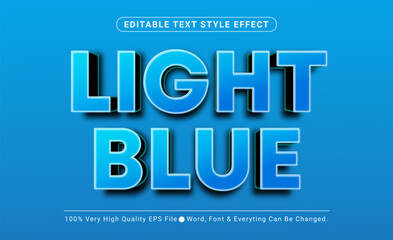 3D Light Blue Bold Text Style Effect, Editable Text Effect