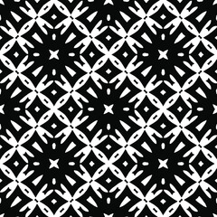 Geometric vector pattern with triangular elements. Seamless abstract ornament for wallpapers and backgrounds. Black and white colors.