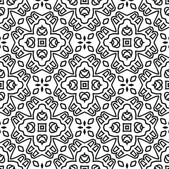 Geometric vector pattern with triangular elements. Seamless abstract ornament for wallpapers and backgrounds. Black and white colors.
