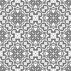 Geometric vector pattern with triangular elements. Seamless abstract ornament for wallpapers and backgrounds. Black and white colors.