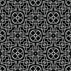 Geometric vector pattern with triangular elements. Seamless abstract ornament for wallpapers and backgrounds. Black and white colors.