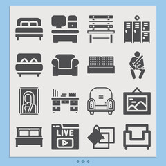 Simple set of couch related filled icons.