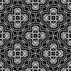  Geometric vector pattern with triangular elements. Seamless abstract ornament for wallpapers and backgrounds. Black and white colors.