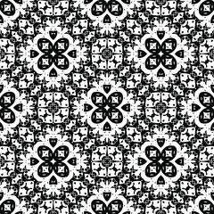  Geometric vector pattern with triangular elements. Seamless abstract ornament for wallpapers and backgrounds. Black and white colors.