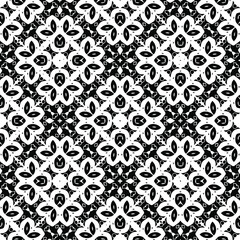  Geometric vector pattern with triangular elements. Seamless abstract ornament for wallpapers and backgrounds. Black and white colors.