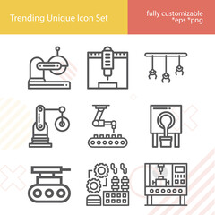 Simple set of steel mill related lineal icons.
