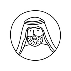 Arabian Man icon. Hand drawn human avatar illustration in doodle sketch style. Vector image.