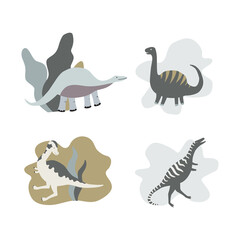 Set of Dinosaurus. Vector illustration in flat style. For poster, t-shirt, wallpaper, card.