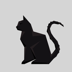 Black silhouette of cat dark wild vector