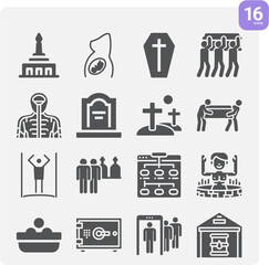 Simple set of burial related filled icons.