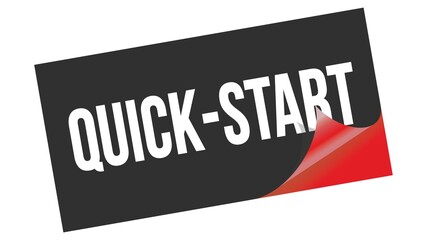 QUICK-START text on black red sticker stamp.