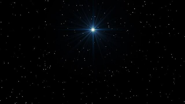 Christmas star of the Nativity of Bethlehem, Nativity of Jesus Christ. Background of the beautiful starry sky and bright star.