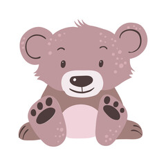 Cute sitting bear, isolated vector illustration