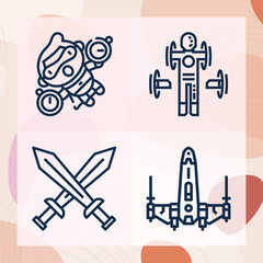 Simple set of warrior related lineal icons