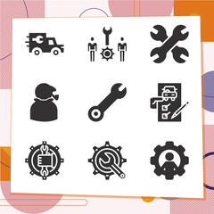 Simple set of 9 icons related to drainage