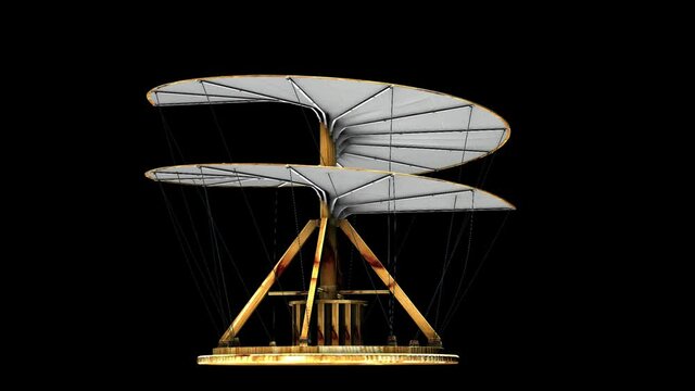 3d rendering Leonardo Da Vinci airscrew aerial screw,alpha