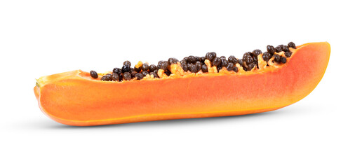 slices of sweet papaya on white background
