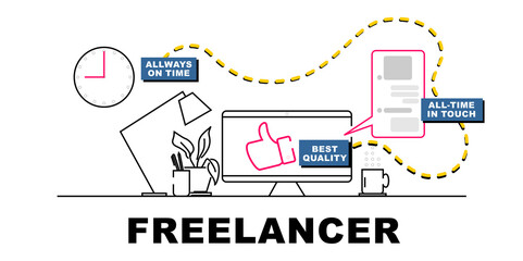 freelancer home office on-line work infographic