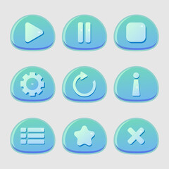 Game buttons set. Vector interface elements.