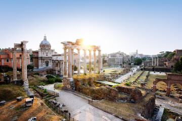 Fototapeta na wymiar The Roman Forum at dawn, Rome, Italy.