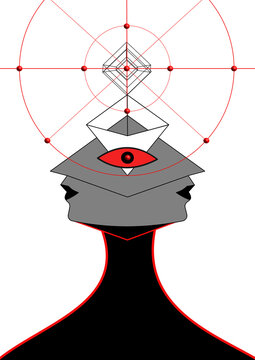 Illustrazione digitale di un volto surreale