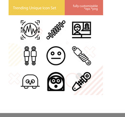 Simple set of waves related lineal icons.