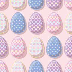 Polka dot easter egg seamless vector pattern. Pastel color abstract illustration background.