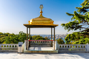 The Baghdad Pavilion terrace view in Topkapi Palace. Topkapi Palace is popular tourist attraction in the Turkey. © nejdetduzen