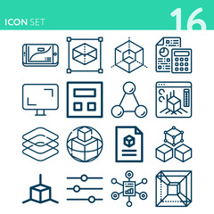 Simple set of 16 icons related to parameters