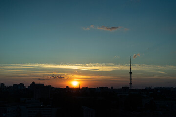 the sunset over the city