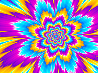Fototapeta na wymiar Colorful flower blossom. Optical illusion of movement.