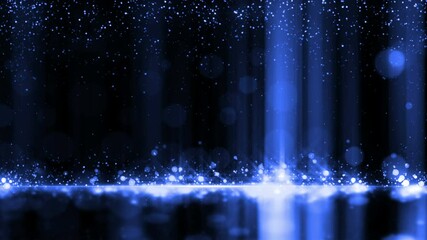 Abstract Blue Night Luxury Awards Background. Dark Blue Particle Glitter Luxury Light Glow Background. 4K