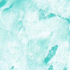 Fototapeta premium Aqua ink and watercolor texture on white paper background. Paint leaks and decalcomania effects. Hand-painted gouache abstract image. Mess on the canvas.