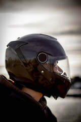 Fototapeta premium Side view of a motorcycle helmet