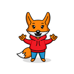 A cute fox wearing hoodie mascot logo design