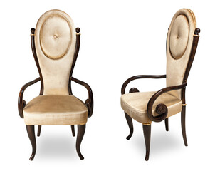 Modern stylish armchair isolated on white background. Clipping path.