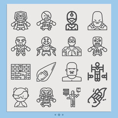 Simple set of superpowers related lineal icons.