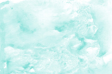 Fototapeta premium Aqua ink and watercolor texture on white paper background. Paint leaks and decalcomania effects. Hand-painted gouache abstract image. Mess on the canvas.