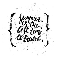Ink hand lettering summer travel on grunge background