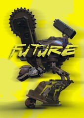 3d render of a robot with skull