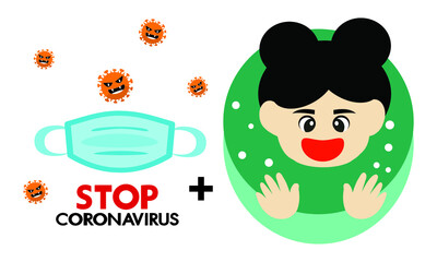Washing hand and protective face mask against corona virus,Covid-19.