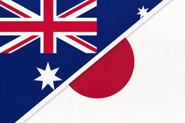 Australia and Japan, symbol of national flags from textile.