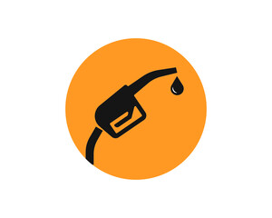 fuel pump nozzle and drop isolated. Gas filling station vector icon.