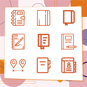 Simple set of 9 icons related to postal code
