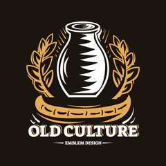 Old Culture with vintage style. Emblem design