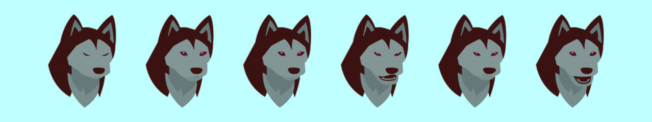 set of dog cartoon icon design template with various models. vector illustration isolated on blue background © eny