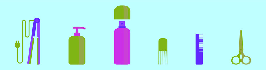 set of hair beauty cartoon icon design template with various models. vector illustration isolated on blue background