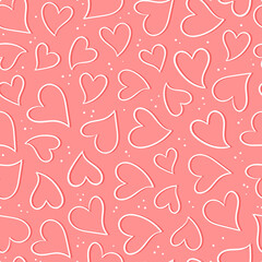 Lovely hand drawn romantic seamless pattern, chaotic doodle hearts, great for Valentine's, Mother' Day textiles, banners, wallpapers - vector design