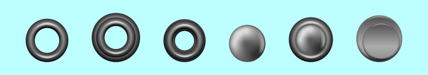 set of eyelet cartoon icon design template with various models. vector illustration isolated on blue background