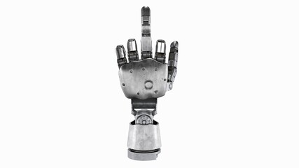 Robotic Hand, 3D rendered, middle finger